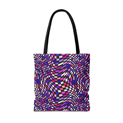 Warped Purple Checkered Canvas Tote Bag