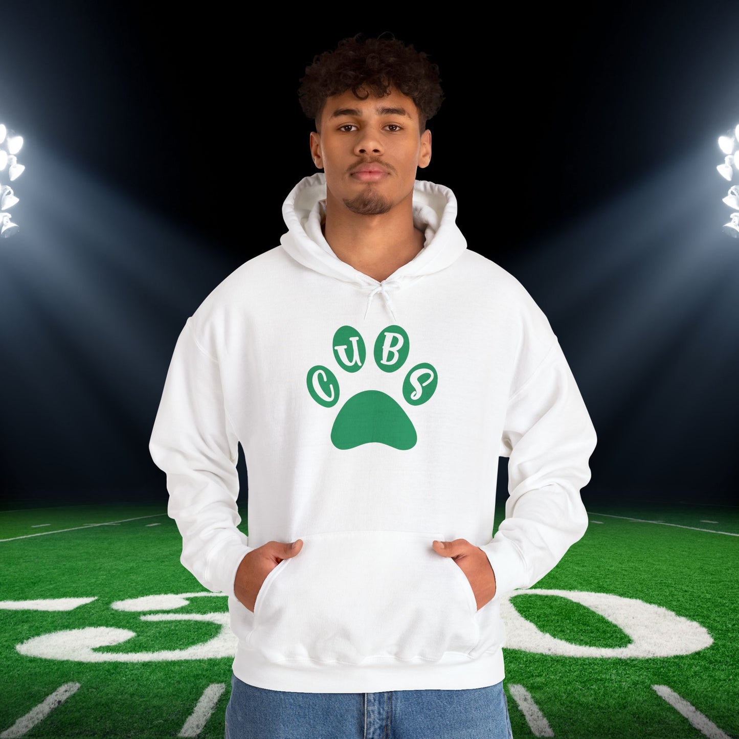 Cubs Paw Print-Brenham Adult Heavy Blend™ Hooded Sweatshirt