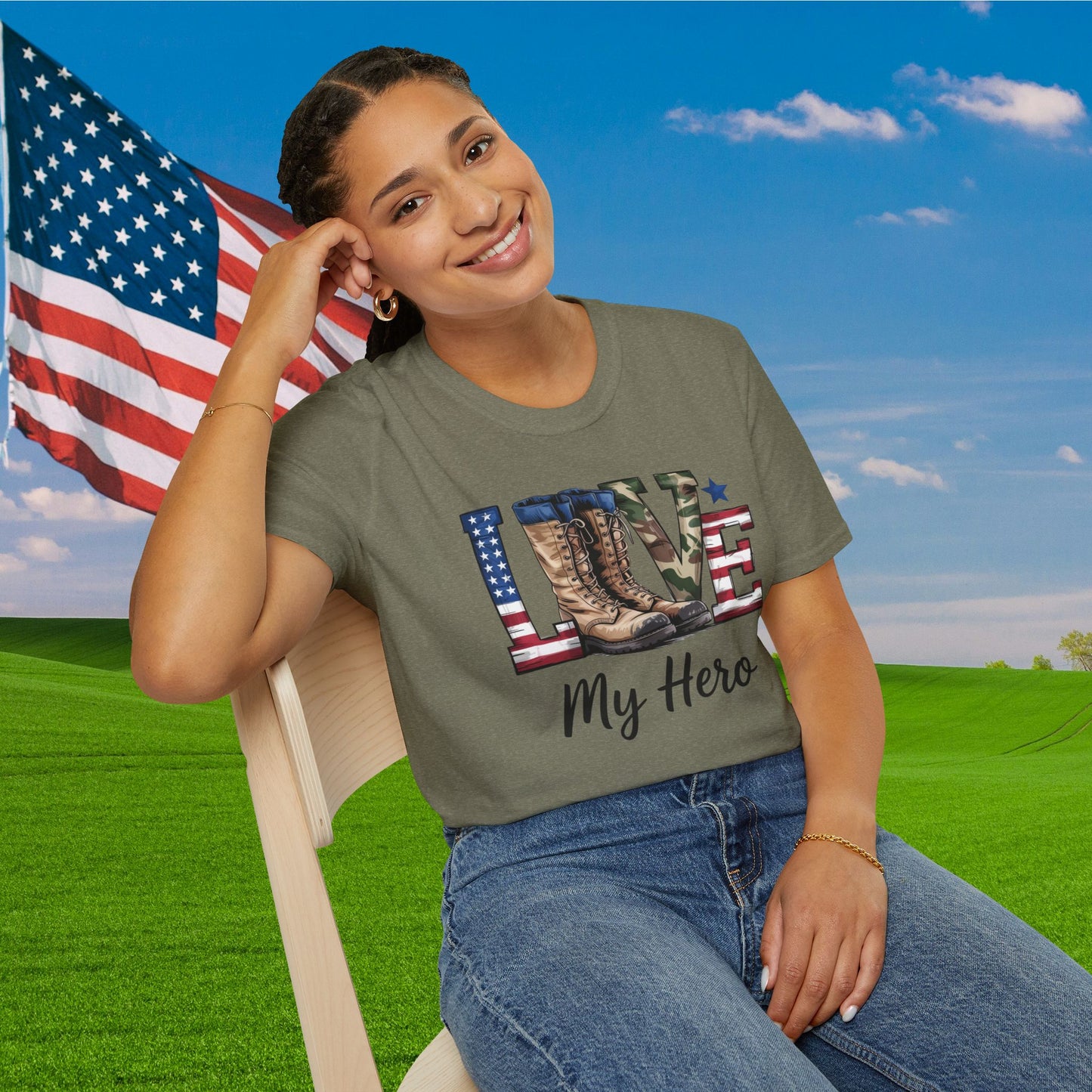 Love My Hero (Military Boots) Adult T-Shirt