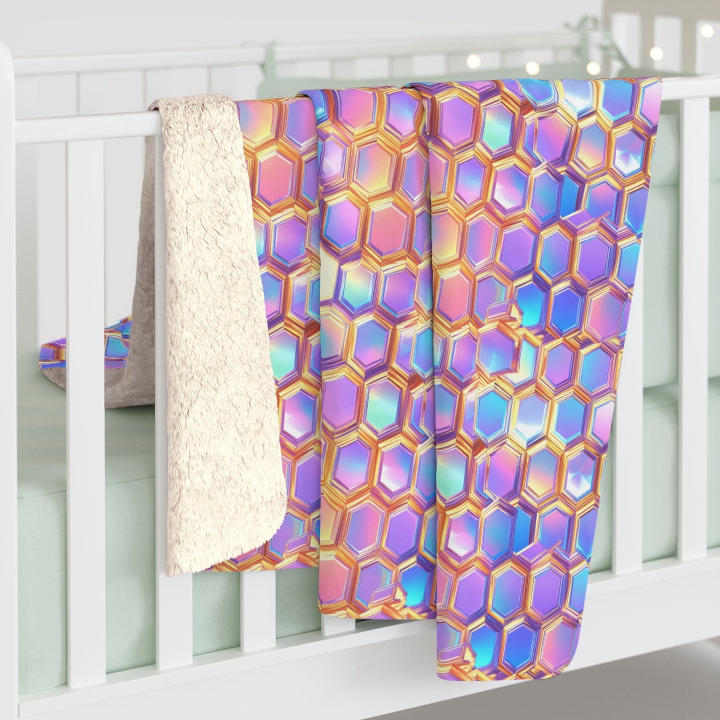 Aurora Hexagons Sherpa Fleece Blanket