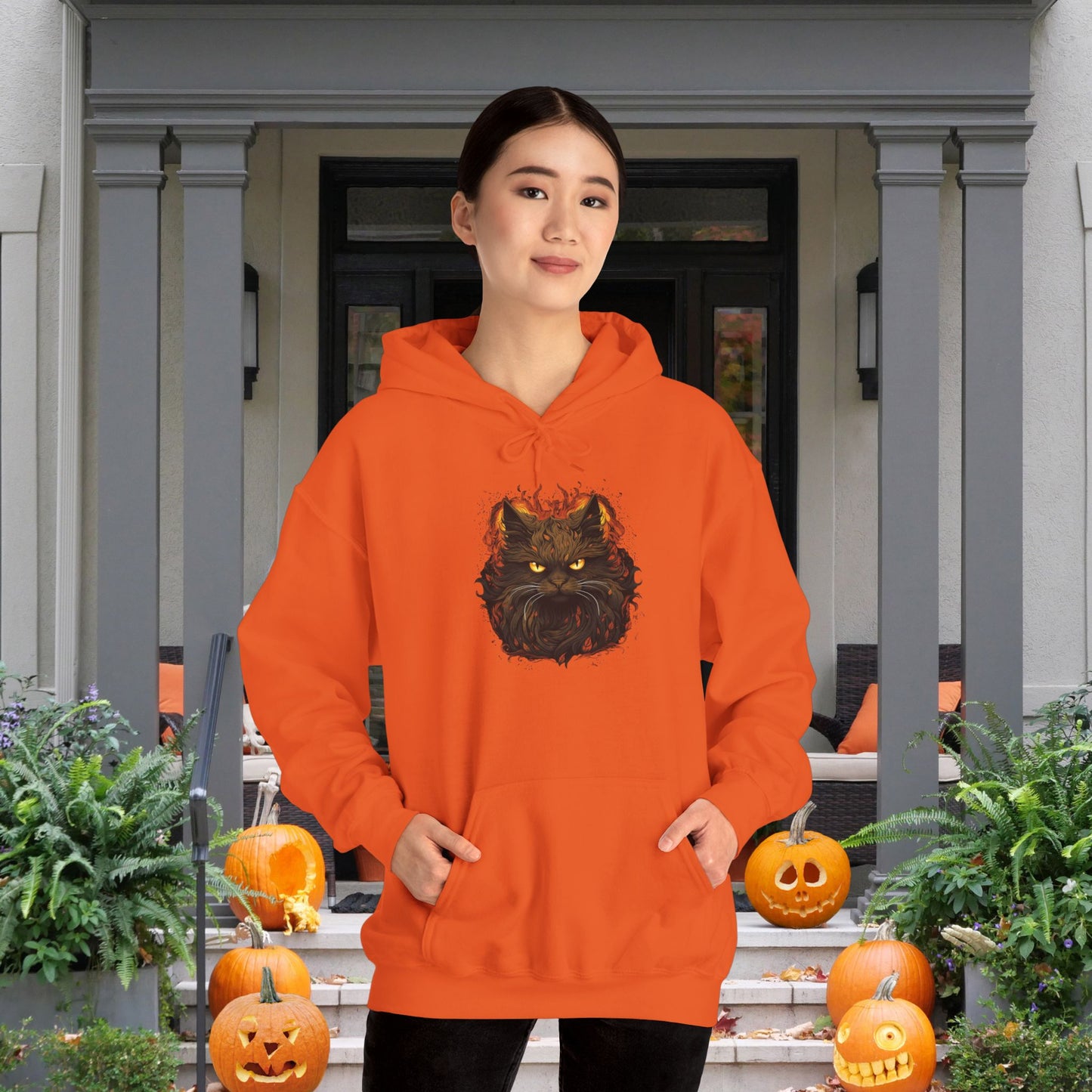 Creepy Black Cat Heavy Blend™ Hooded Sweatshirt