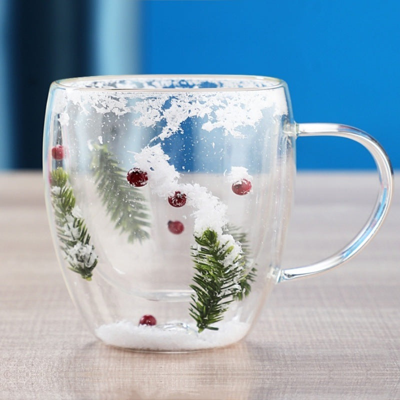 Christmas Double-Layer Glass Mugs