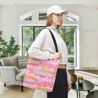 Wild Tropic Collage Canvas Tote Bag