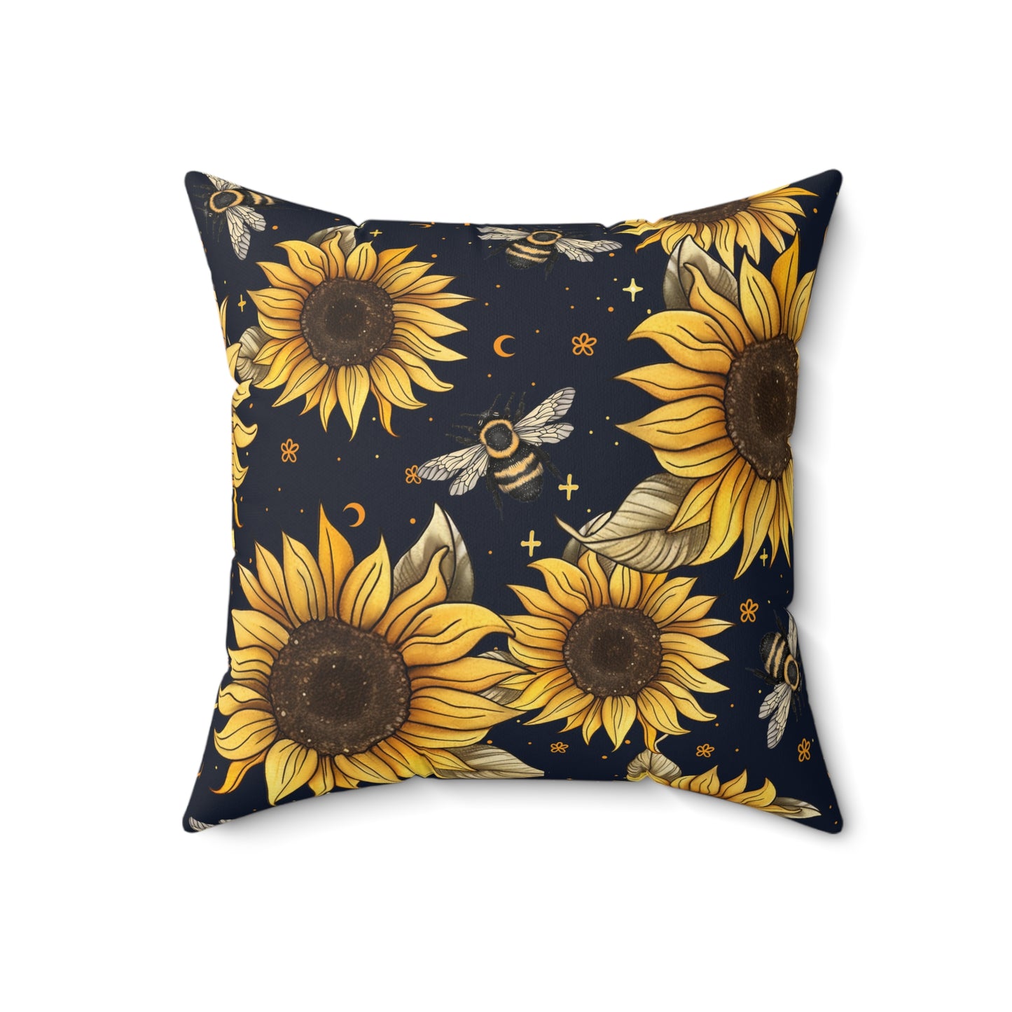 Sunflowers & Bees Throw Pillow