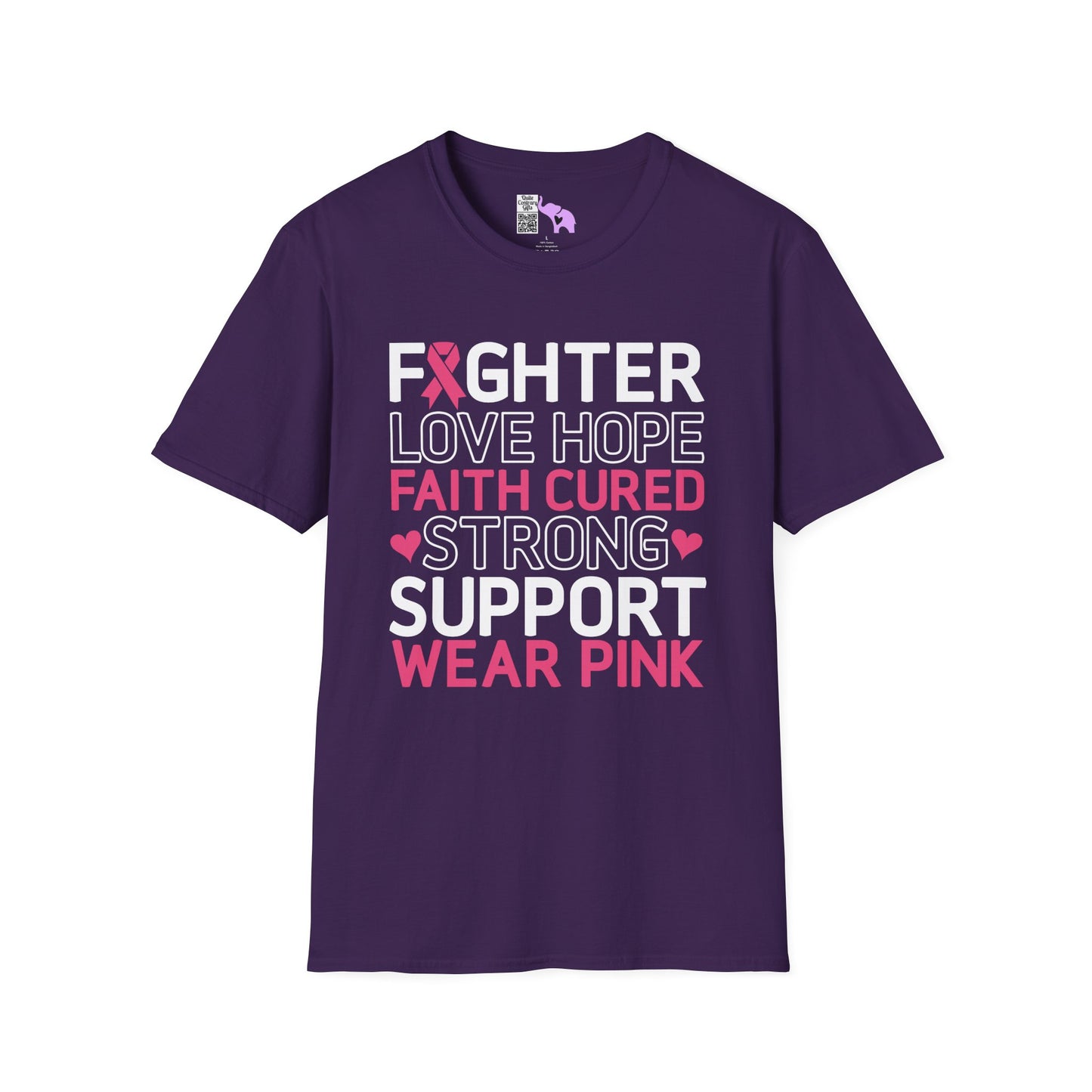 Fighter Love Hope Faith Cured Strong Support Wear Pink Adult T-shirt