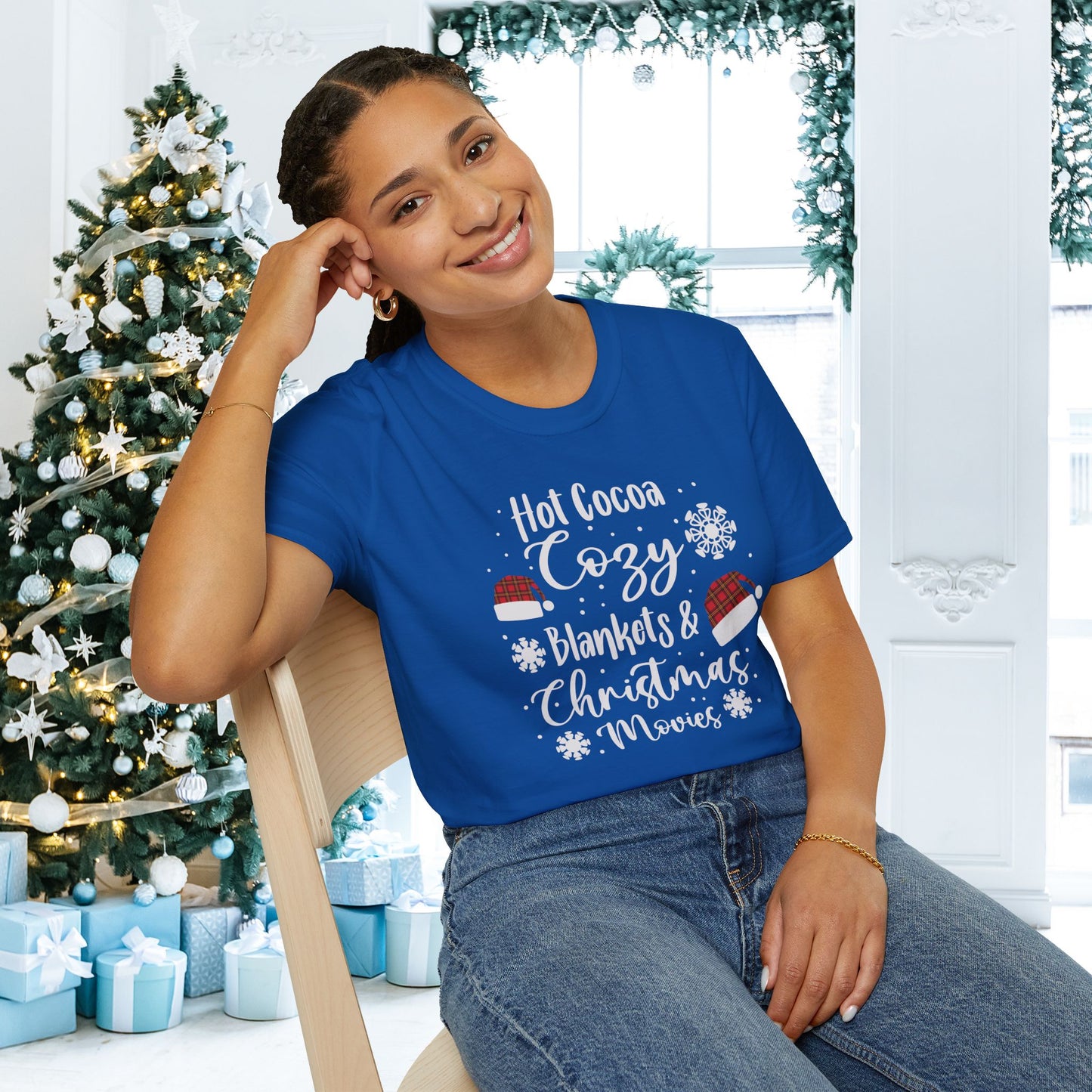 Hot Cocoa, Cozy Blankets & Christmas Movies Adult T-shirt