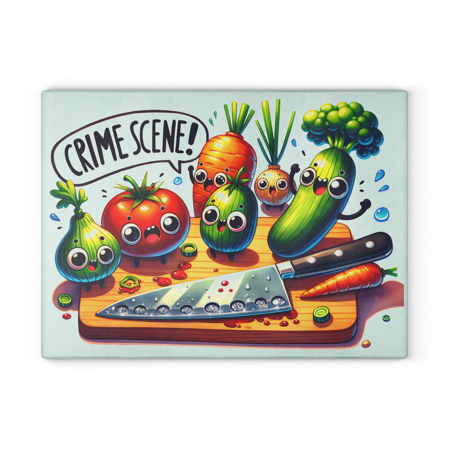 Kitchen Crime Scene Glass Cutting Board