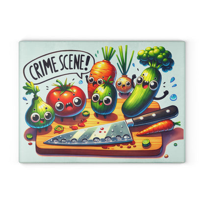 Kitchen Crime Scene Glass Cutting Board