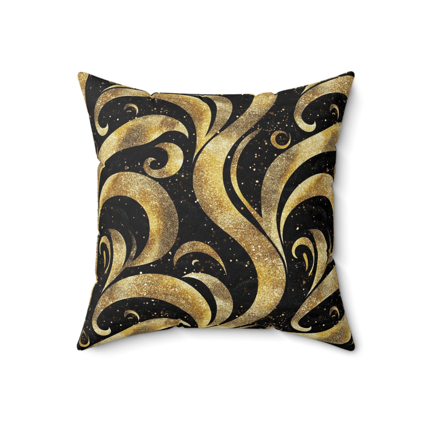 Black & Gold Luxe Swirl Throw Pillow