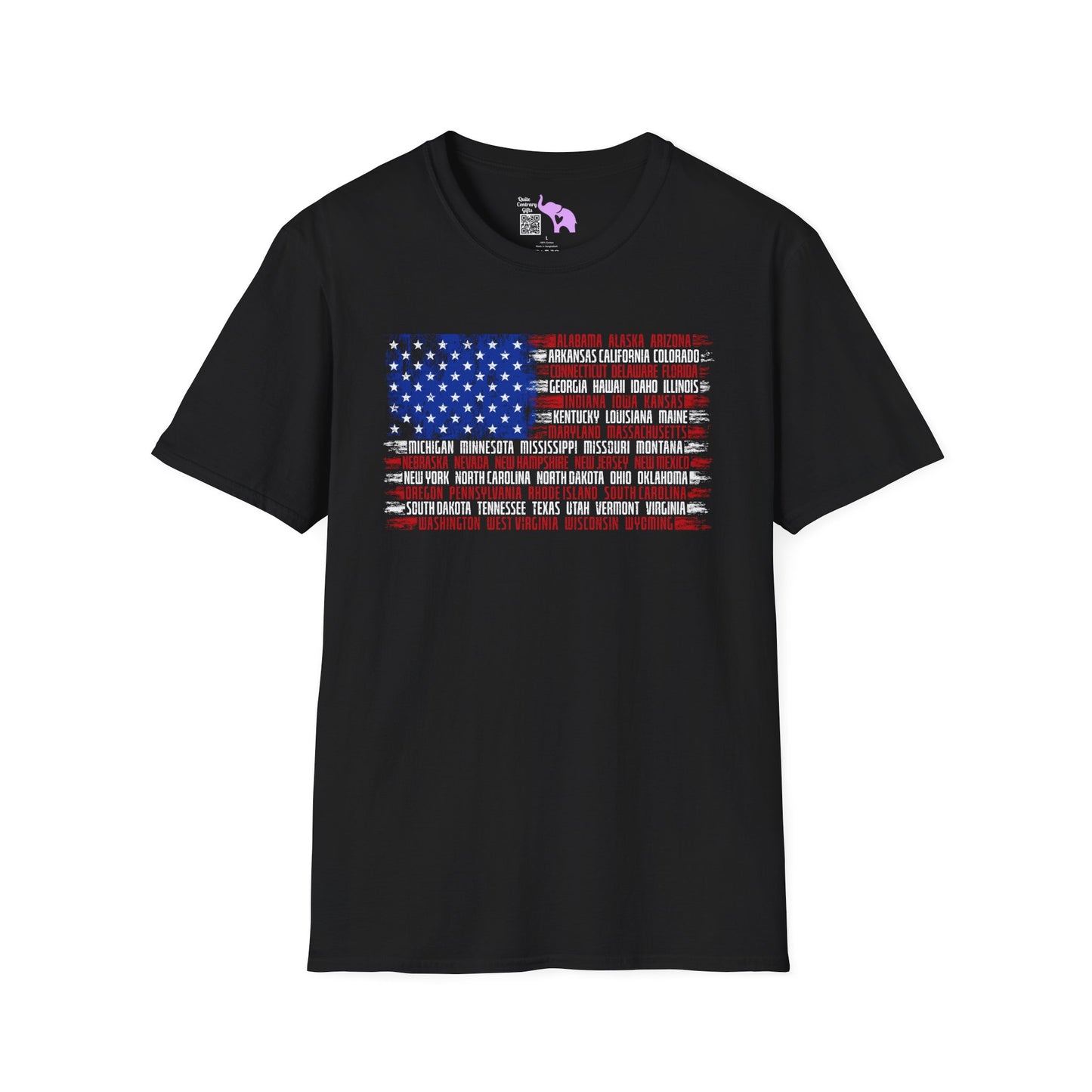 American Flag w/States Horizontal Adult Tshirt