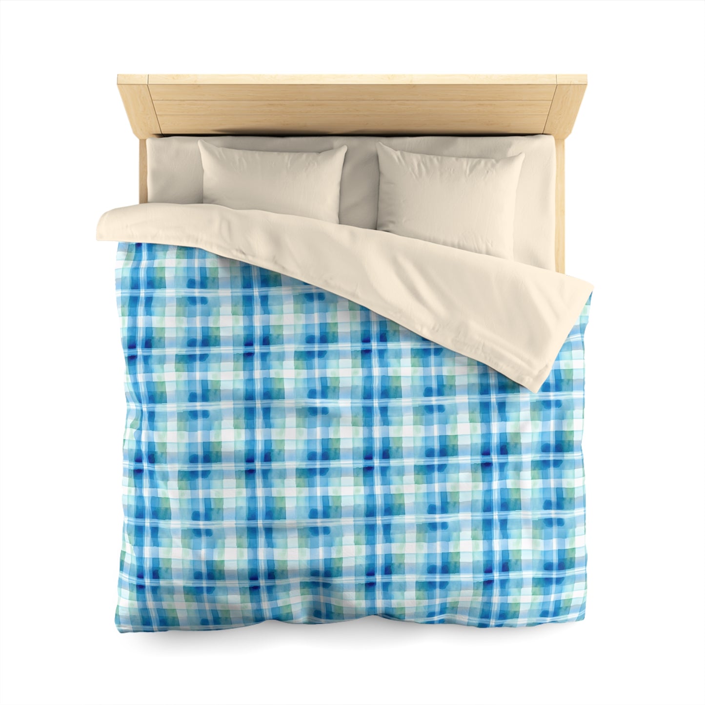 Ocean Sunset Plaid Microfiber Duvet Cover