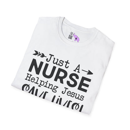 Just A Nurse Helping Jesus Save Lives Adult T-shirt