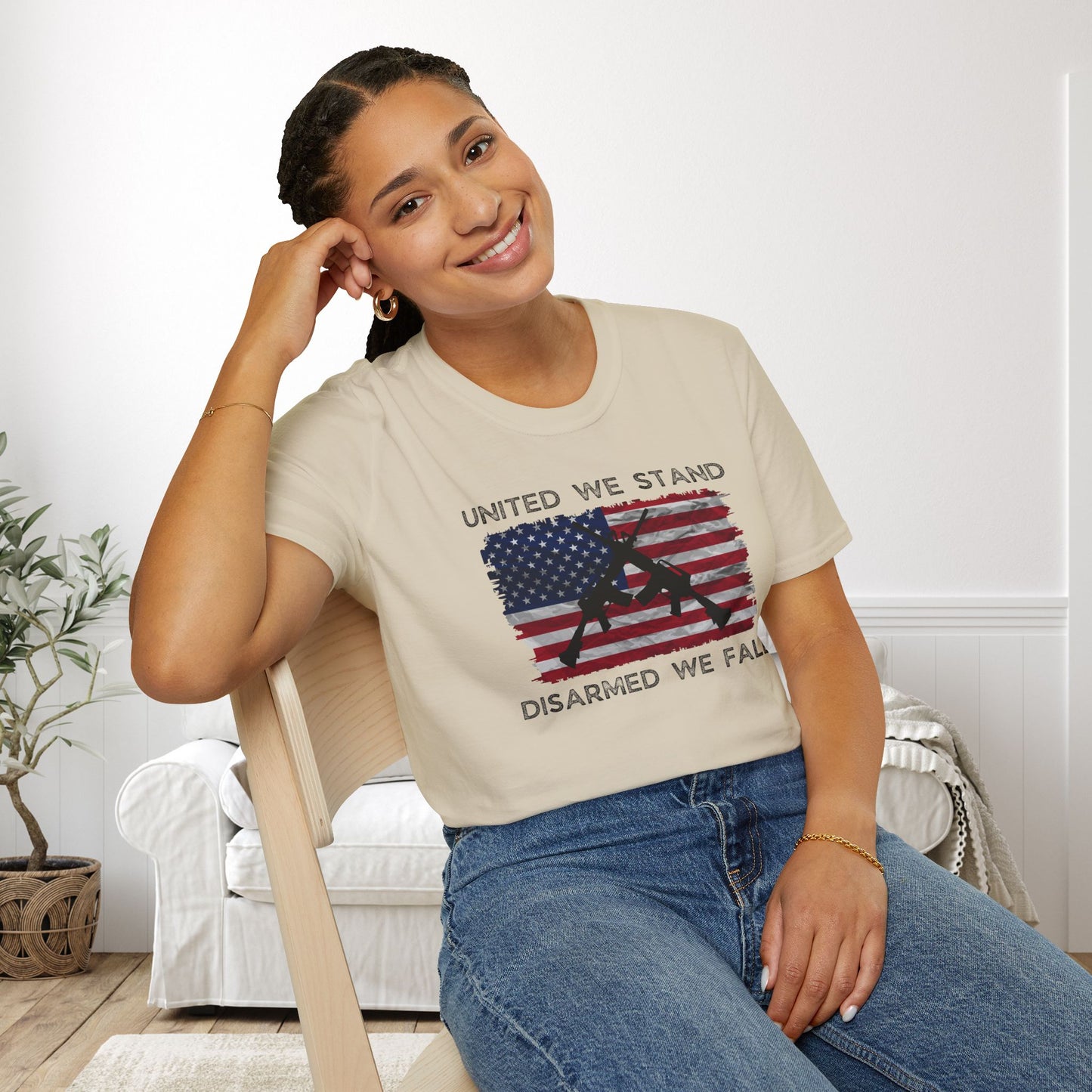 United We Stand Disarmed We Fall Adult T-shirt