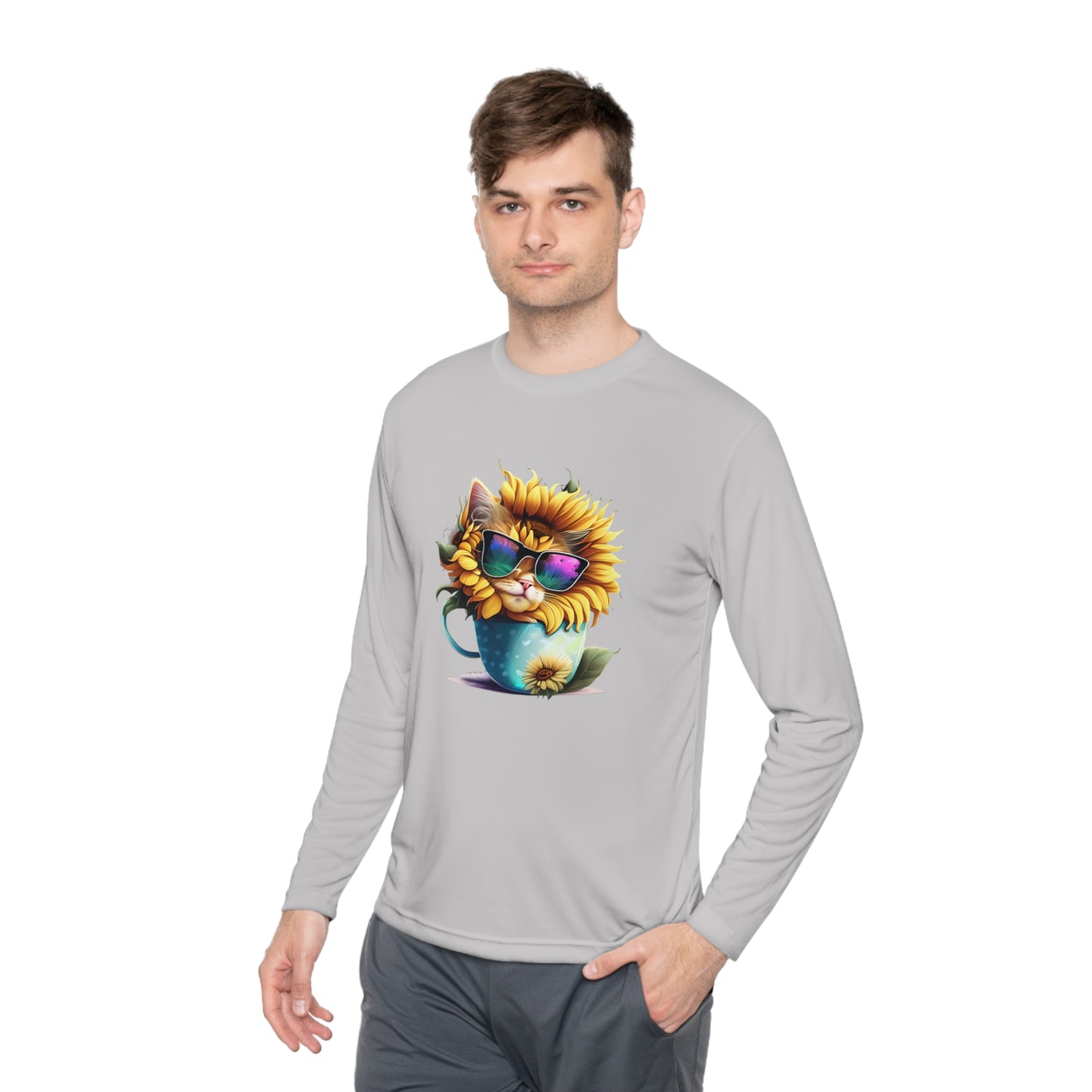 Cool Sunflower Kitten 1 Adult Long Sleeve Tee