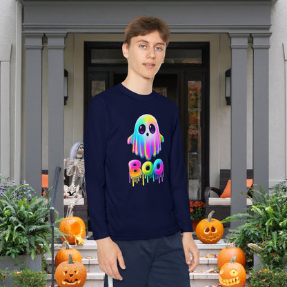Neon Ghostly Boo Youth Long Sleeve Tee