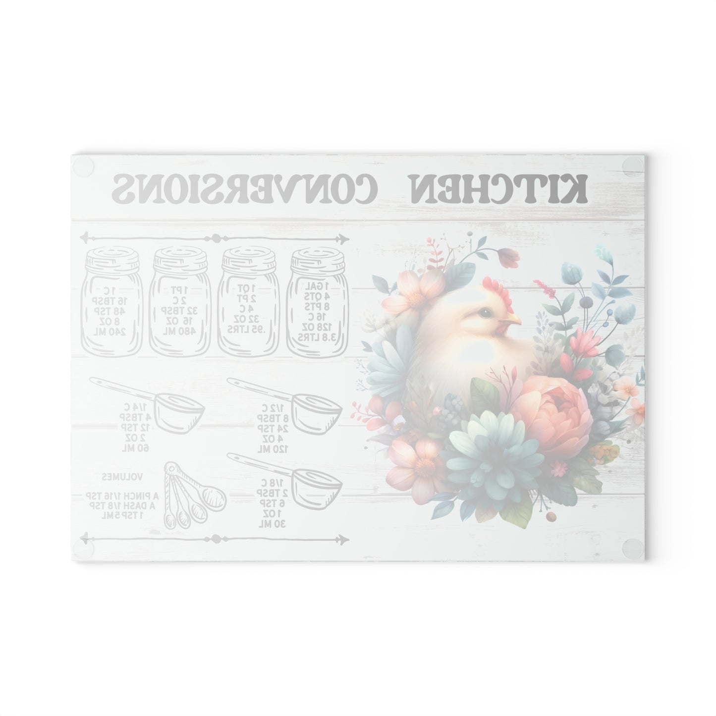 Floral Chick Kitchen Conversions Glass Cutting Board - Colorful Floral Design