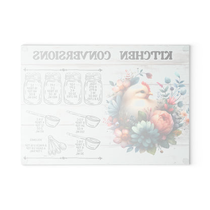 Floral Chick Kitchen Conversions Glass Cutting Board - Colorful Floral Design