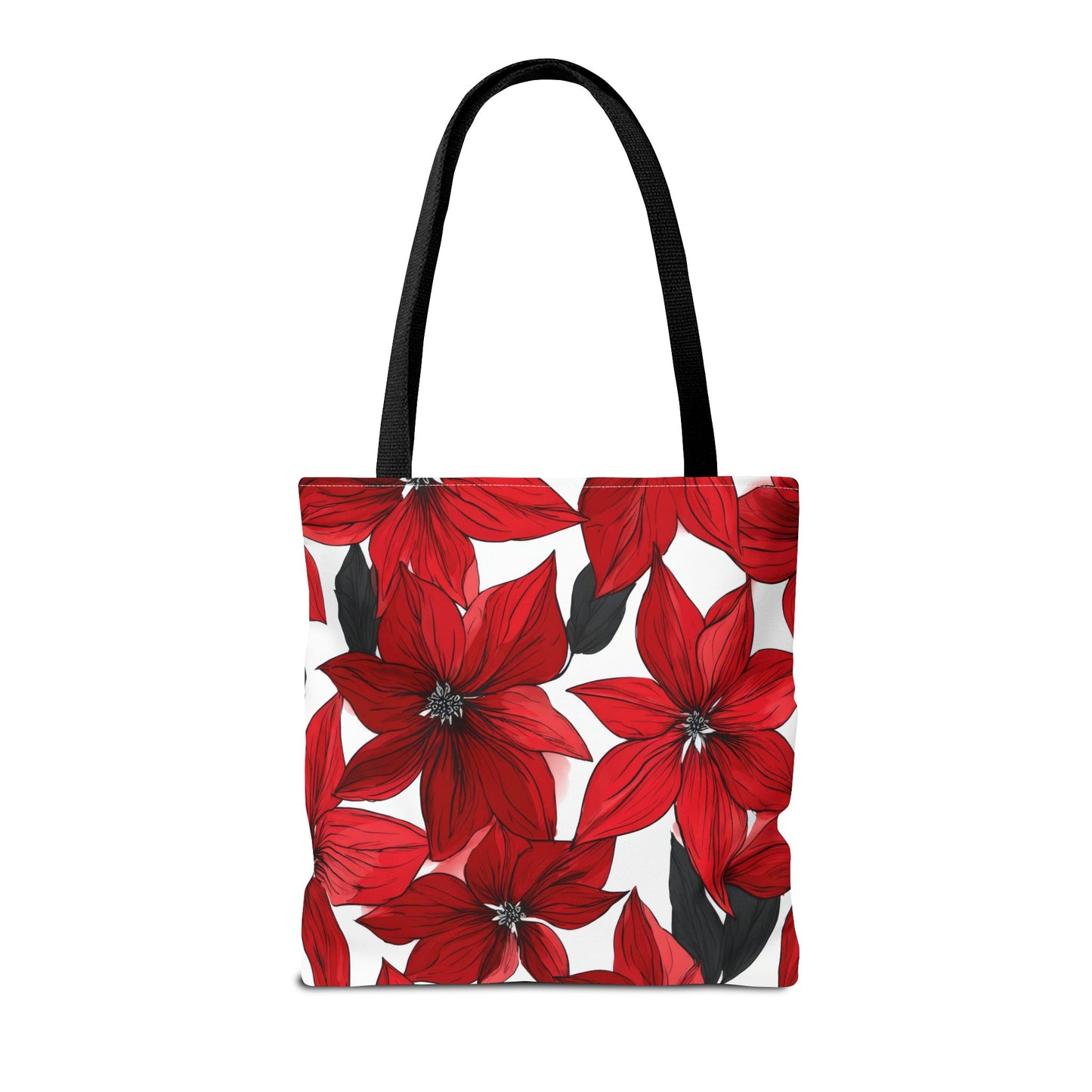 Inked Poinsettias Canvas Tote Bag