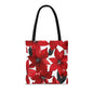Inked Poinsettias Canvas Tote Bag