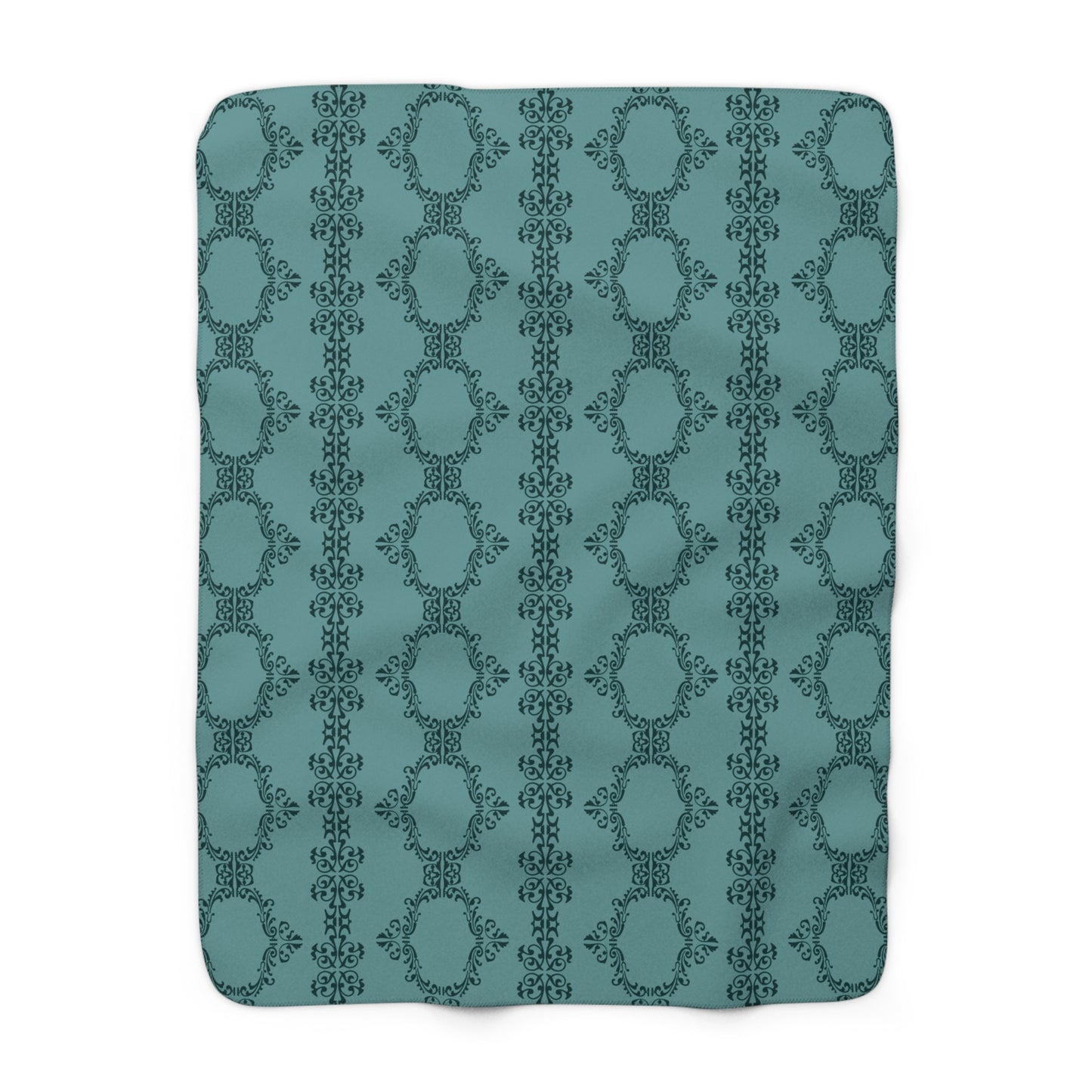 Teal Lace Pattern Sherpa Fleece Blanket