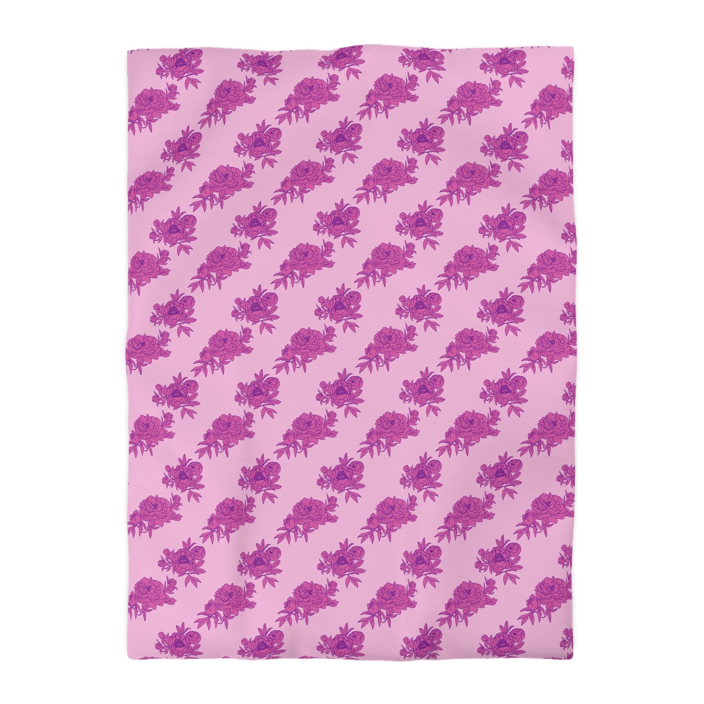 Bubblegum Bloom Peonies Microfiber Duvet Cover