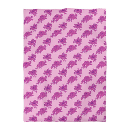 Bubblegum Bloom Peonies Microfiber Duvet Cover