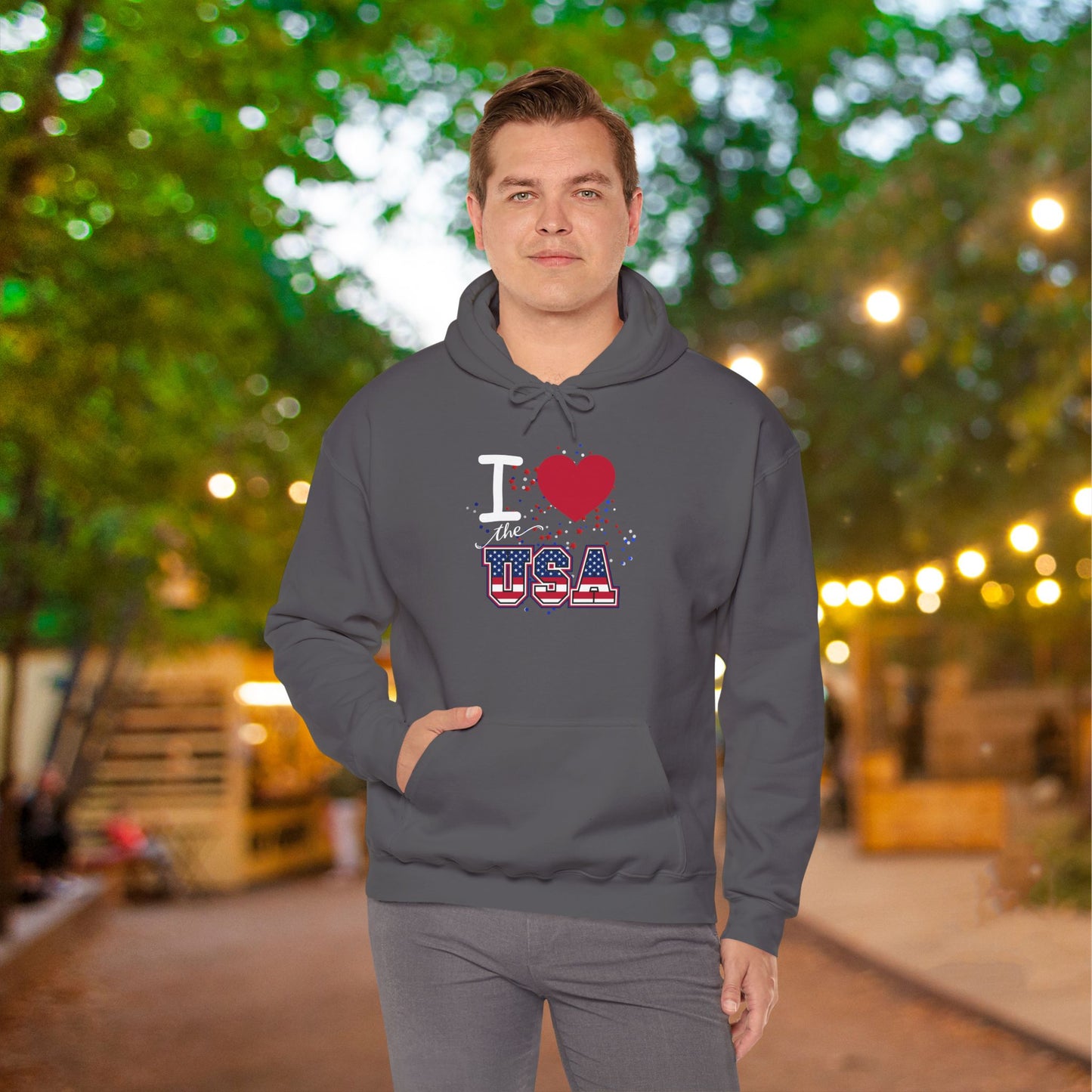 I Love The USA Heavy Blend™ Hooded Sweatshirt