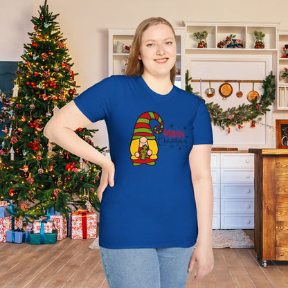 Merry Christmas Girl Gnome Adult T-shirt