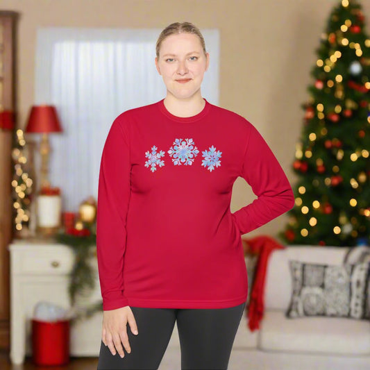 Blue Snowflakes Adult Long Sleeve Tee