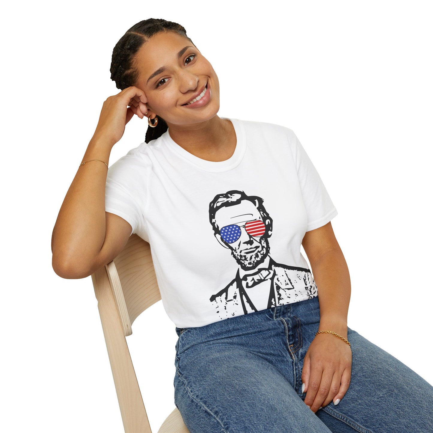 Abraham Lincoln w/Flag Sunglasses T-shirt