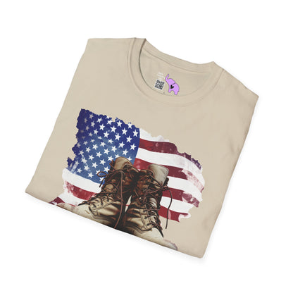 American Flag & Boots Adult T-shirt