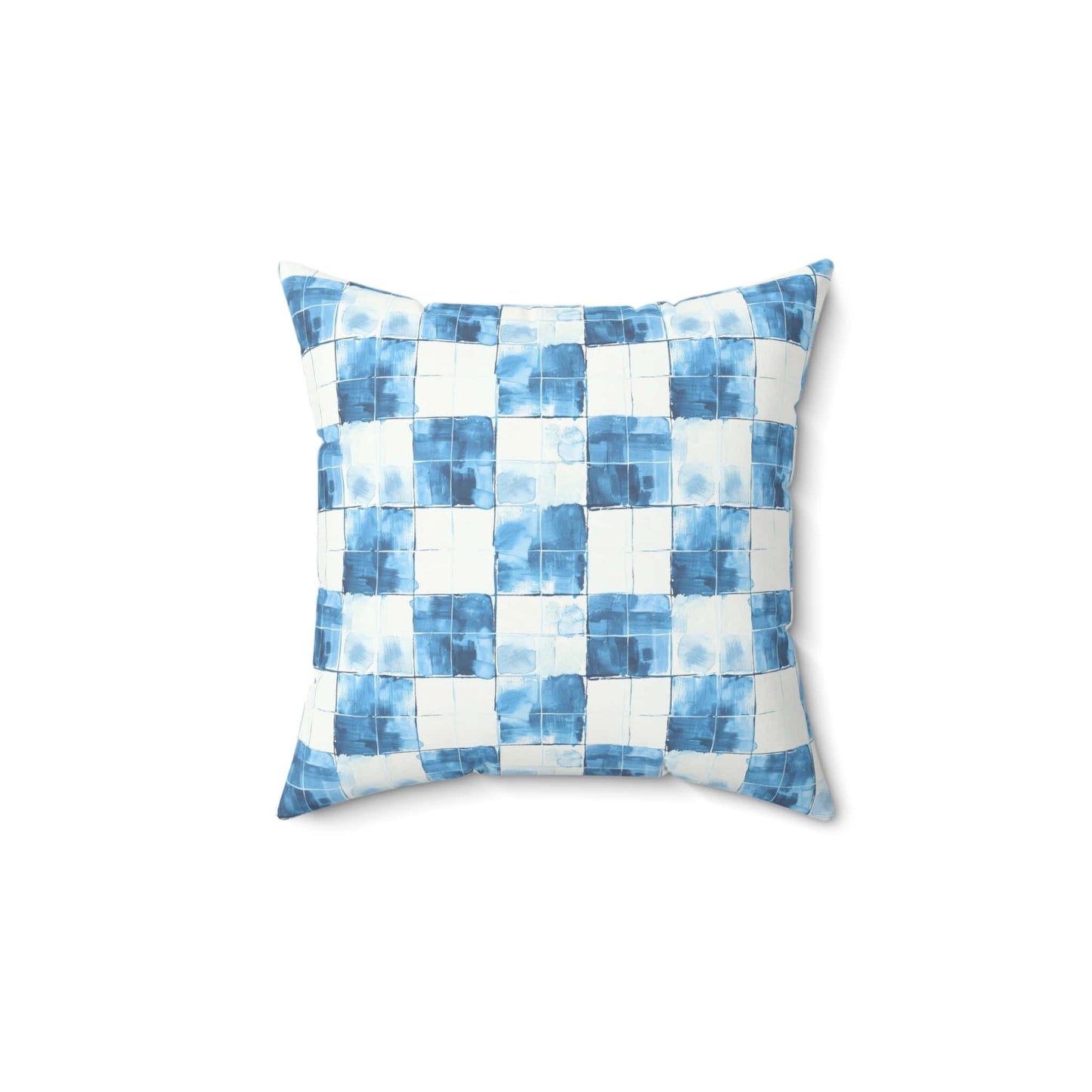 Cozy Blue Checkered Throw Pillow