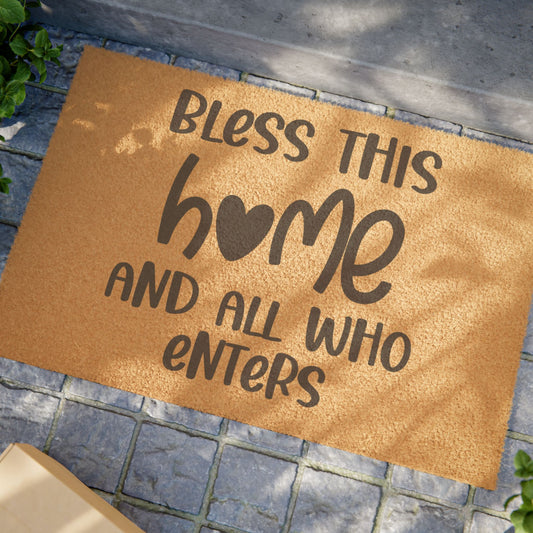 Bless This Home And All Who Enter Coconut Fiber Doormat