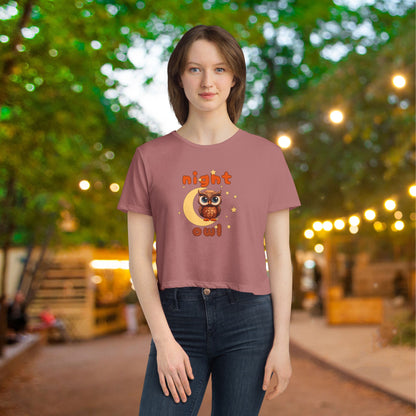 NIght Owl Women's Flowy Cropped Tee