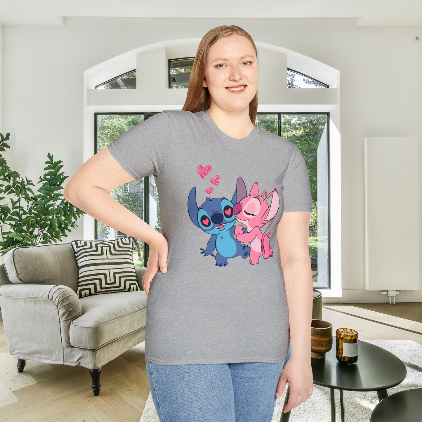 Valentine Stitch Kisses Adult Unisex Tshirt