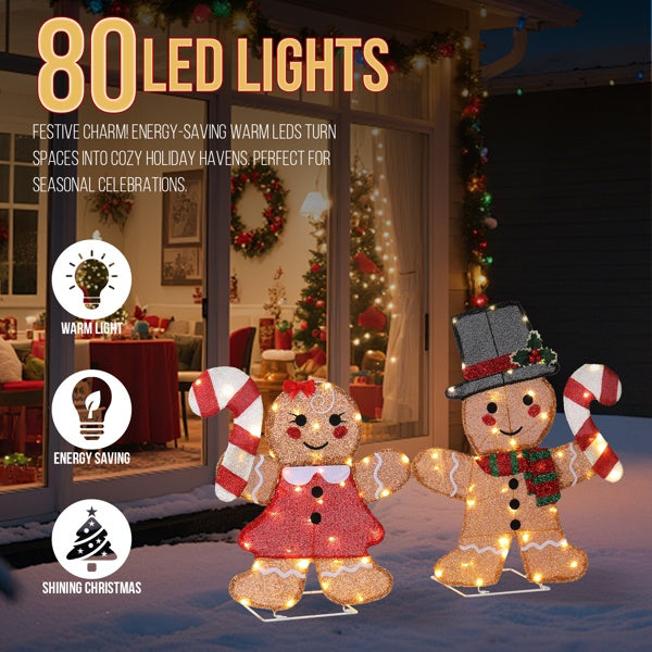 Lighted Gingerbread Man Couple Lighted Christmas Display