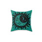 Sun & Moon on Teal Throw Pillow