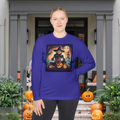 Halloween Scarecrow w/Pumpkins Adult Long Sleeve Tee