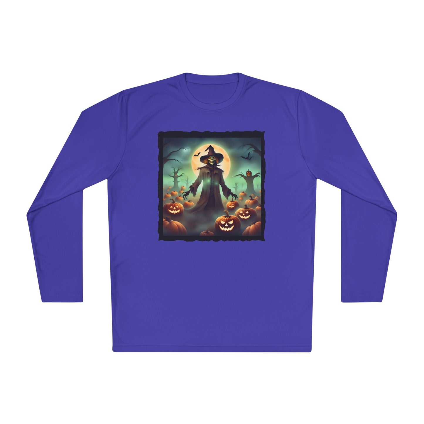 Halloween Scarecrow w/Pumpkins 4 Adult Long Sleeve Tee