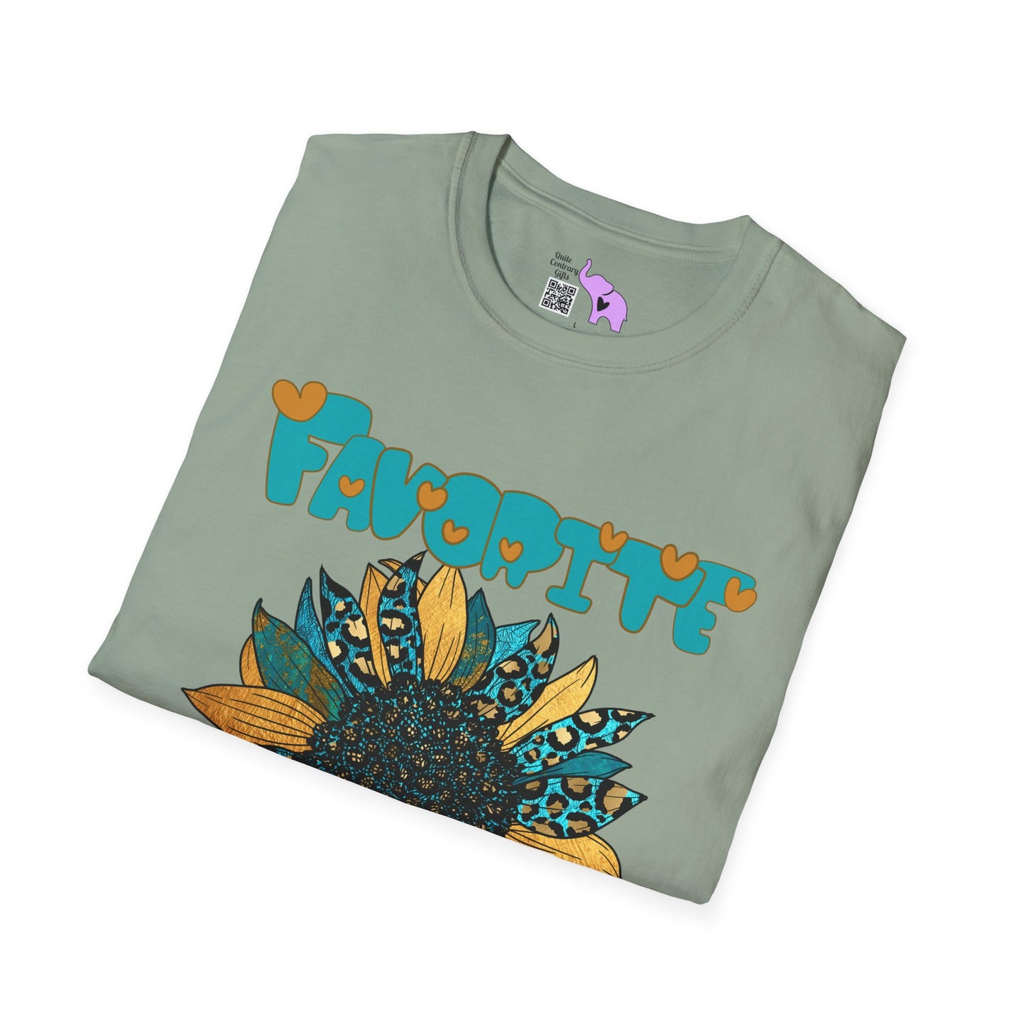 Favorite Auntie Teal/Gold Adult T-shirt