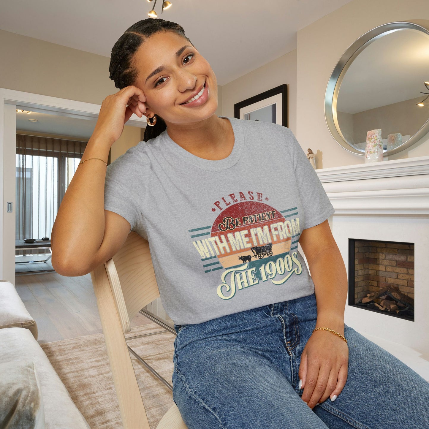 Please Be Patient With Me I'm From The 1900's (Retro Western) Adult T-shirt