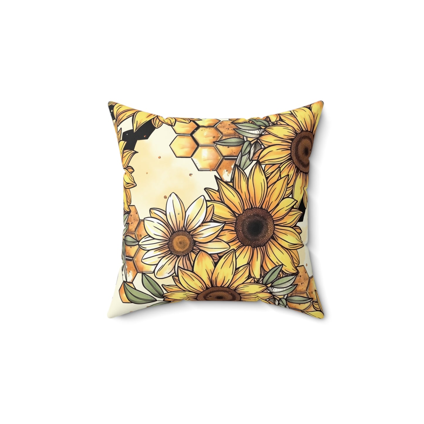 Honeycombs & Sunflowers Throw Pillow