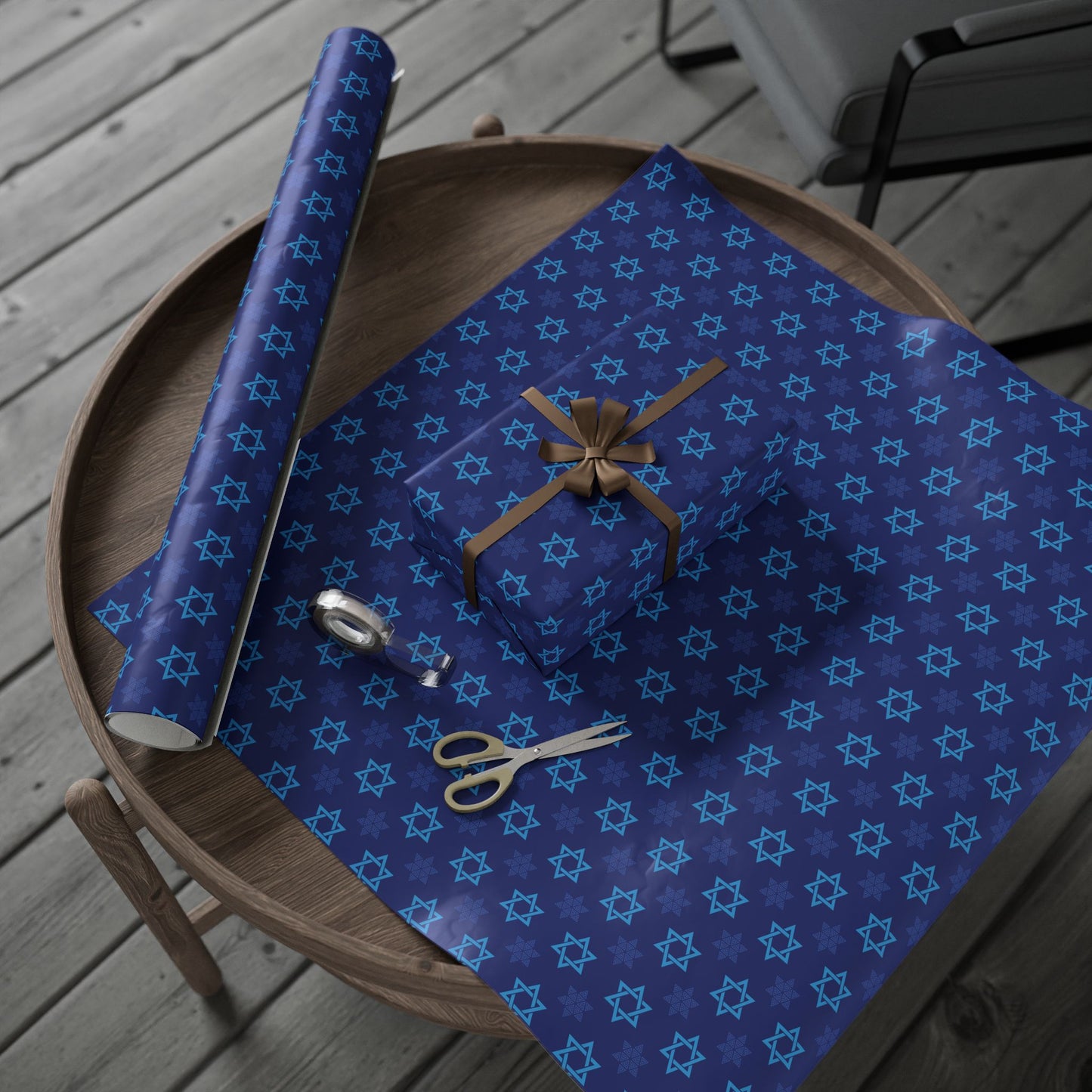 Star of David 3 Hanukkah Wrapping Paper