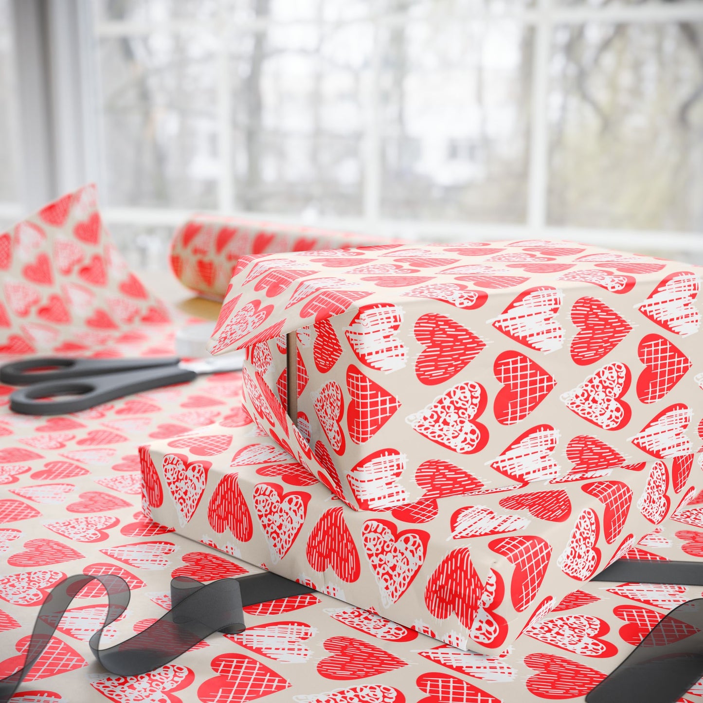 Doodle Hearts Wrapping Paper