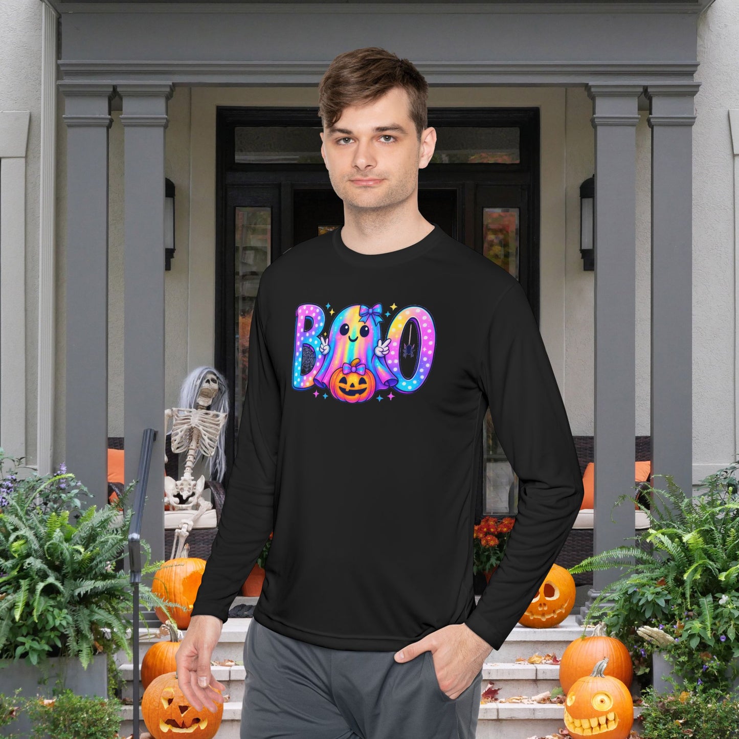 Pastel Boo Adult Long Sleeve Tee