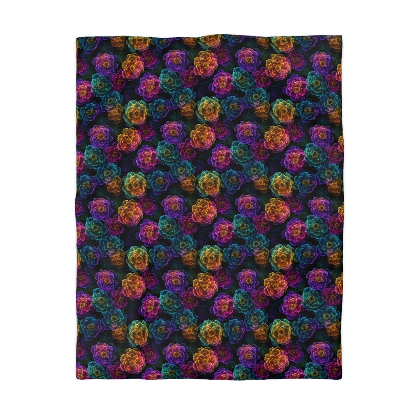 Neon Whisper Blooms Microfiber Duvet Cover