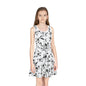 Black & White Five Petal Floral Girls' Sleeveless Sundress