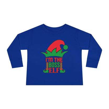 I'm The Boss Elf Toddler Long Sleeve Tee