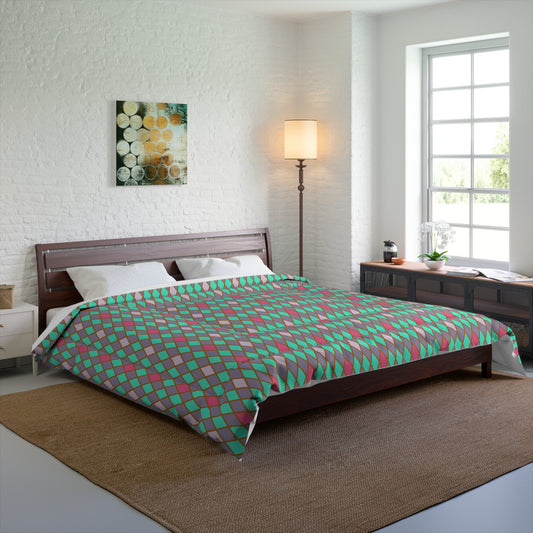 Teal/Pink Harlequin Comforter