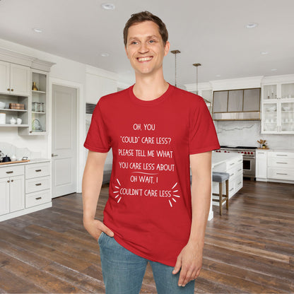 Couldn't Care Less Grammar Adult T-shirt